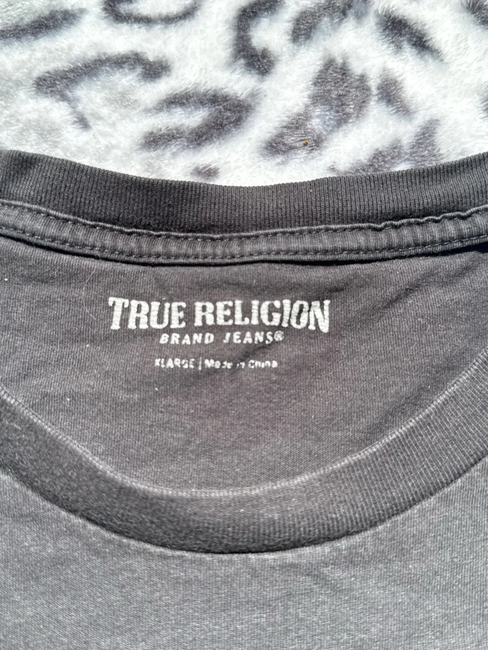 True Religion Black Tee with White Logo